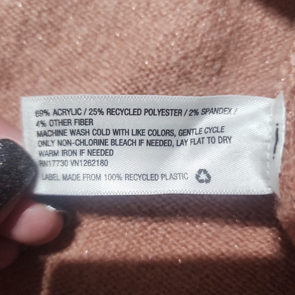 AVA & VIV Rose Gold Long Sleeve Cowl Neck with Gold Shimmer Threads - Picture 7 of 10